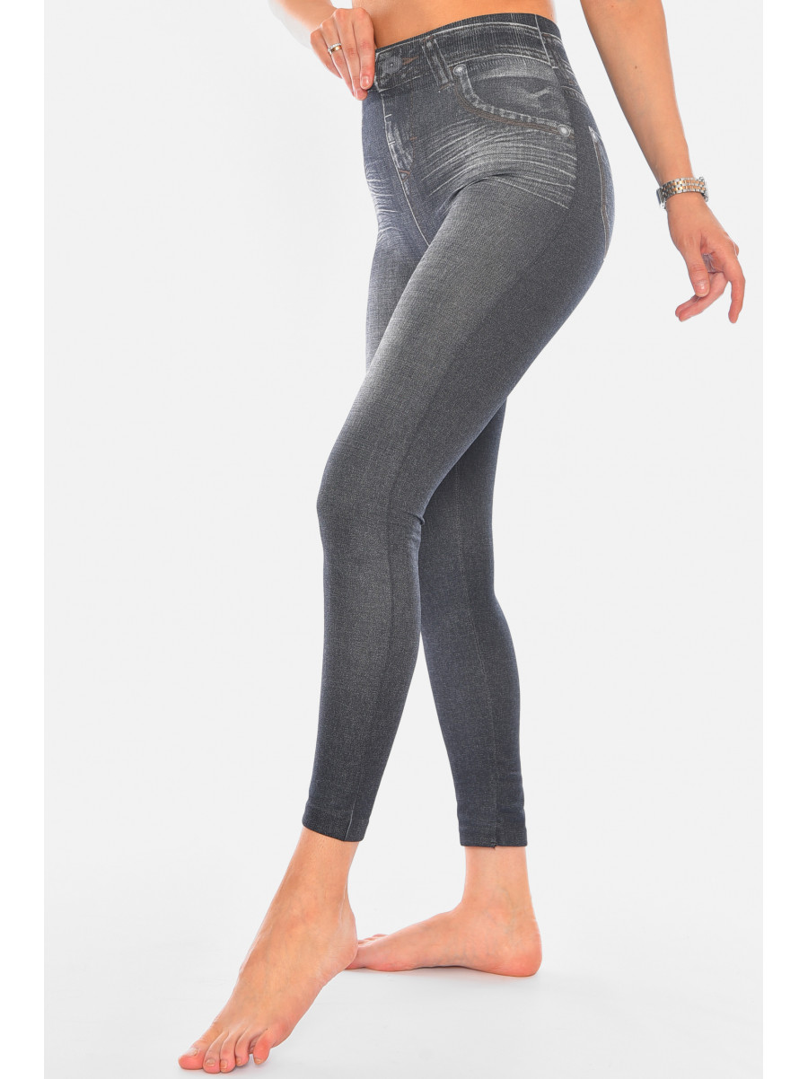 Джеггинсы женские на флисе черного цвета Slim`n Lift Caresse Jeans 194946C