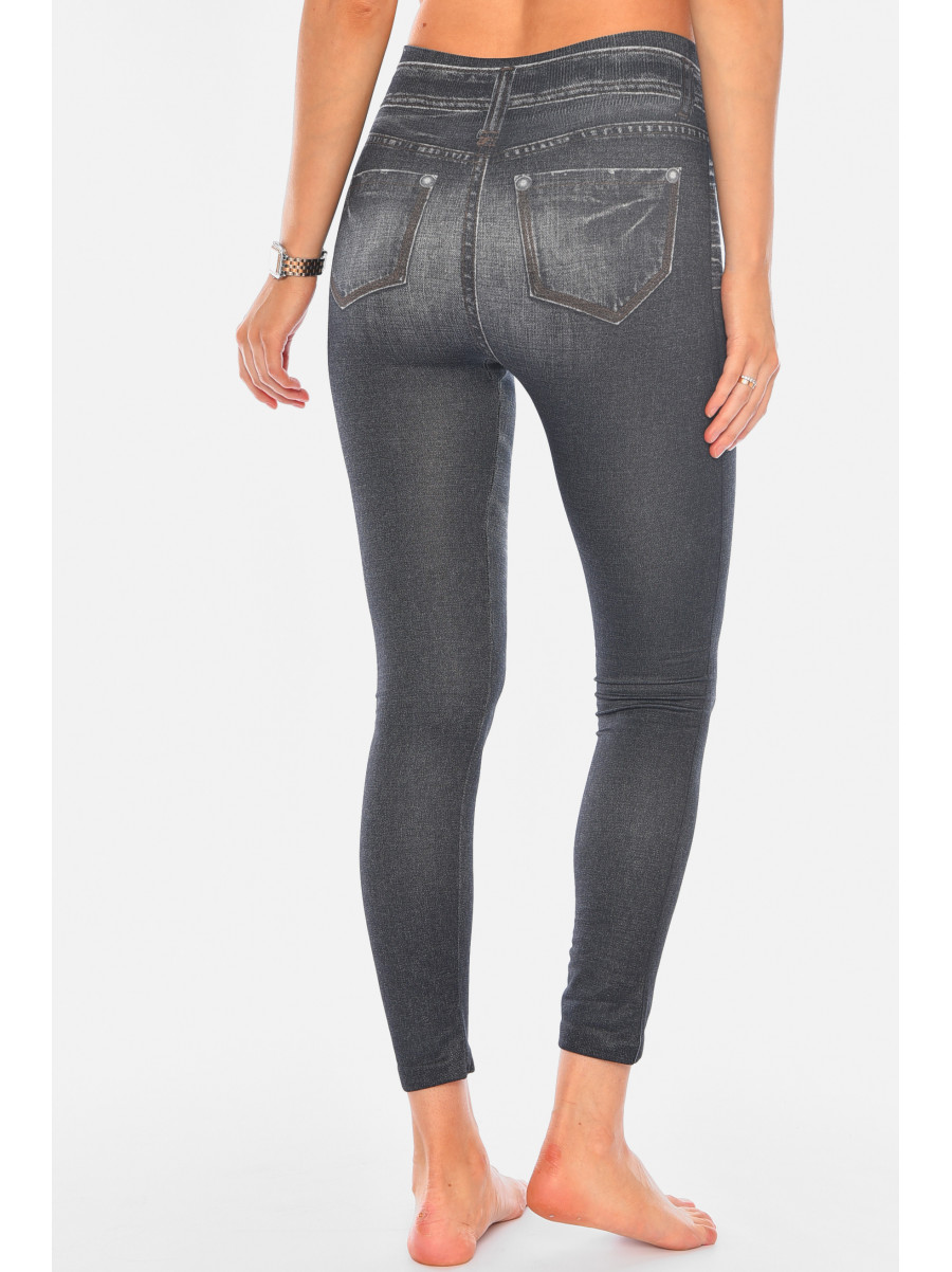 Джеггинсы женские на флисе черного цвета Slim`n Lift Caresse Jeans 194946C