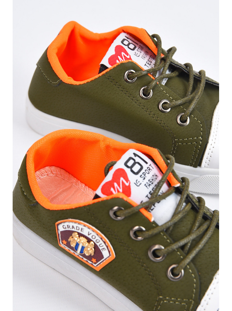 Кеды детские цвета хаки на шнуровке 19-62845 195313C