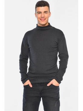 Гольф чоловічий однотонний на флісі темно-сірого кольору 195698C