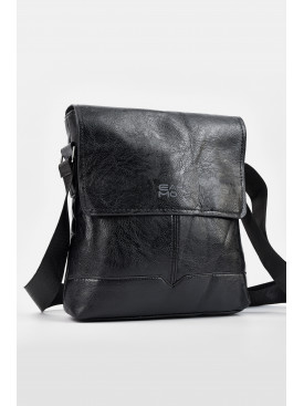 Сумка чоловіча через плече із екошкіри чорного кольору 2707-2 195750C