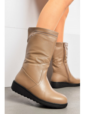 Сапоги женские зимние на молнии темно-бежевого цвета 2001-2 195825C Сапоги женские зимние на молнии темно-бежевого цвета 2001-2 195825C