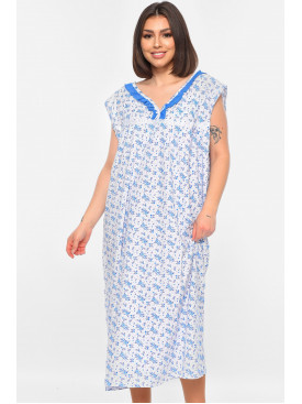 Нічна сорочка жіноча батальна білого кольору з принтом 303 195887C Нічна сорочка жіноча батальна білого кольору з принтом 303 195887C