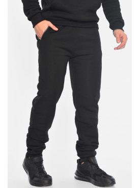 Спортивні штани чоловічі на флісі чорного кольору А2094-2 196036C Спортивні штани чоловічі на флісі чорного кольору А2094-2 196036C