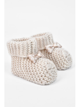 Пинетки детские для девочки вязаные бежевого цвета ТВ-78 196039C Пинетки детские для девочки вязаные бежевого цвета ТВ-78 196039C