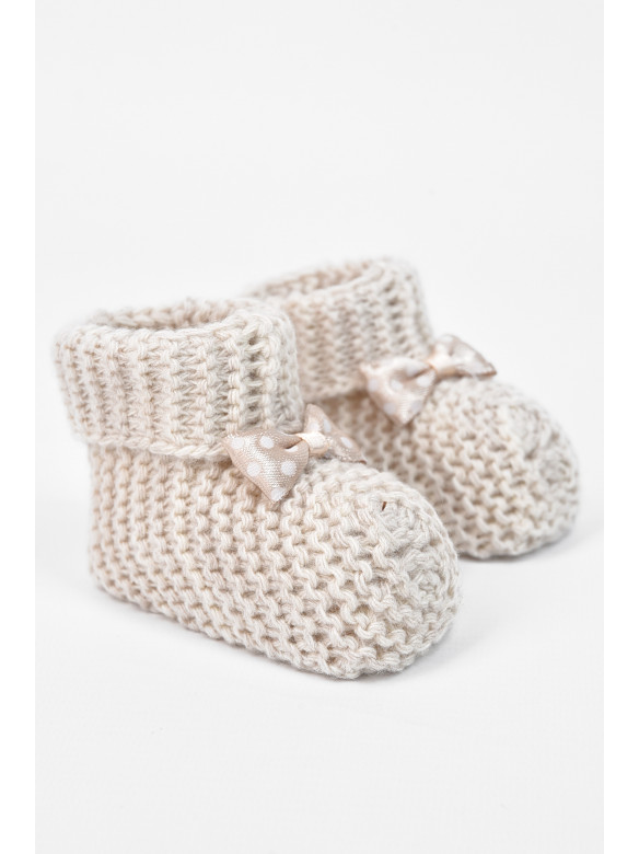Пінетки дитячі для дівчинки в'язані бежевого кольору ТВ-78 196039C