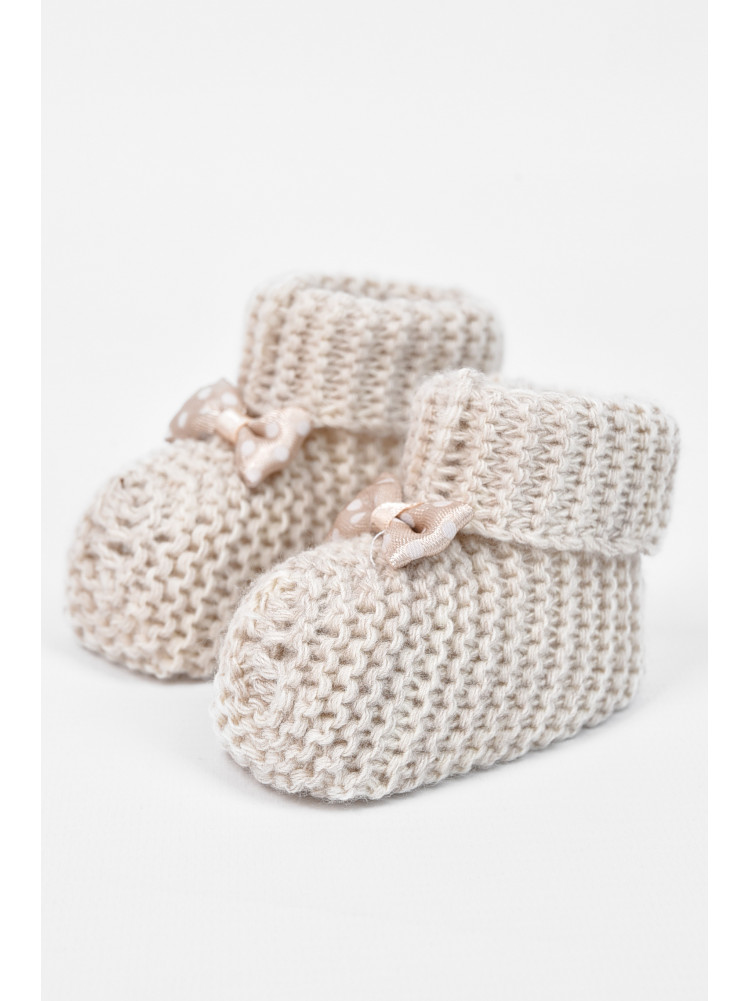 Пінетки дитячі для дівчинки в'язані бежевого кольору ТВ-78 196039C