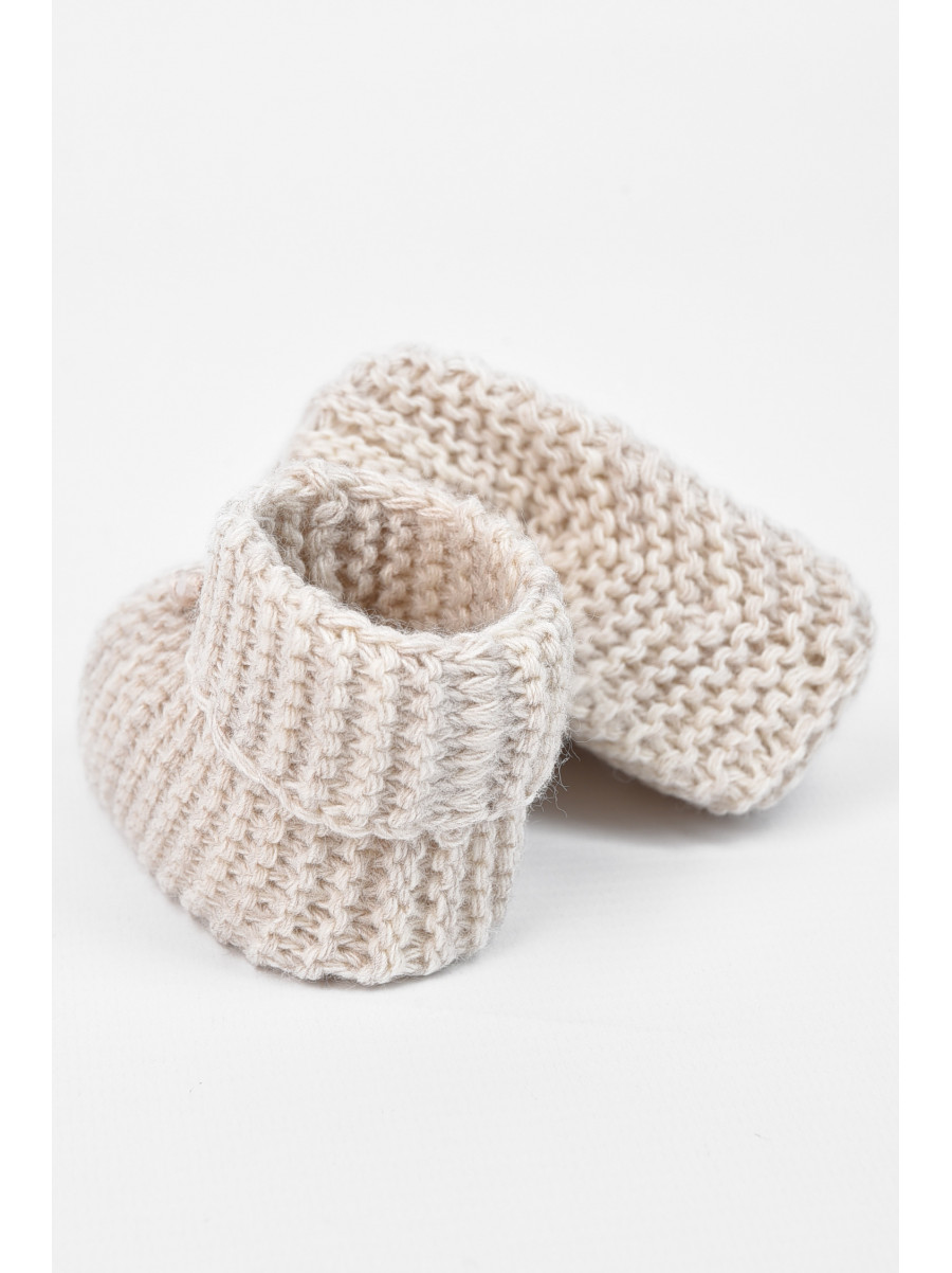 Пінетки дитячі для дівчинки в'язані бежевого кольору ТВ-78 196039C