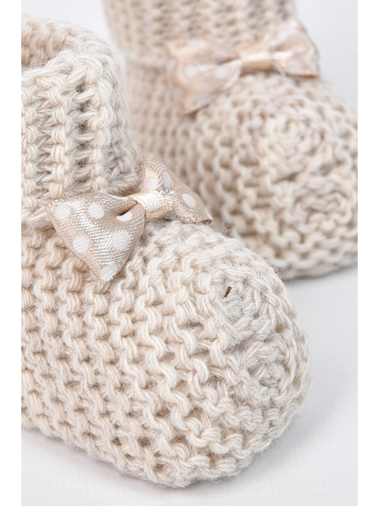 Пінетки дитячі для дівчинки в'язані бежевого кольору ТВ-78 196039C