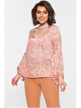 Блузка женская бежевого цвета 196394C Блузка женская бежевого цвета 196394C