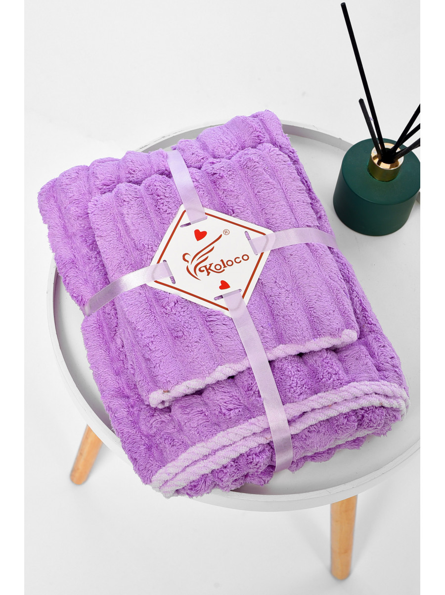 Набор однотонных полотенец из микрофибры банное+для лица сиреневого цвета 98-754 196575C