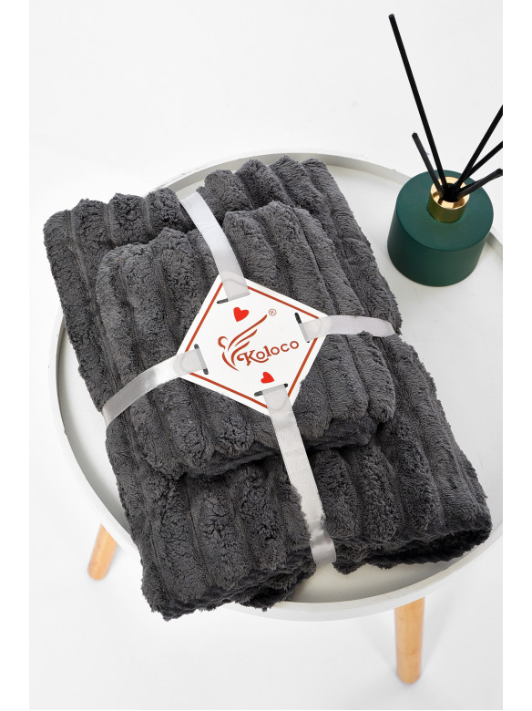 Набор однотонных полотенец из микрофибры банное+для лица темно-серого цвета 98-754 196576C