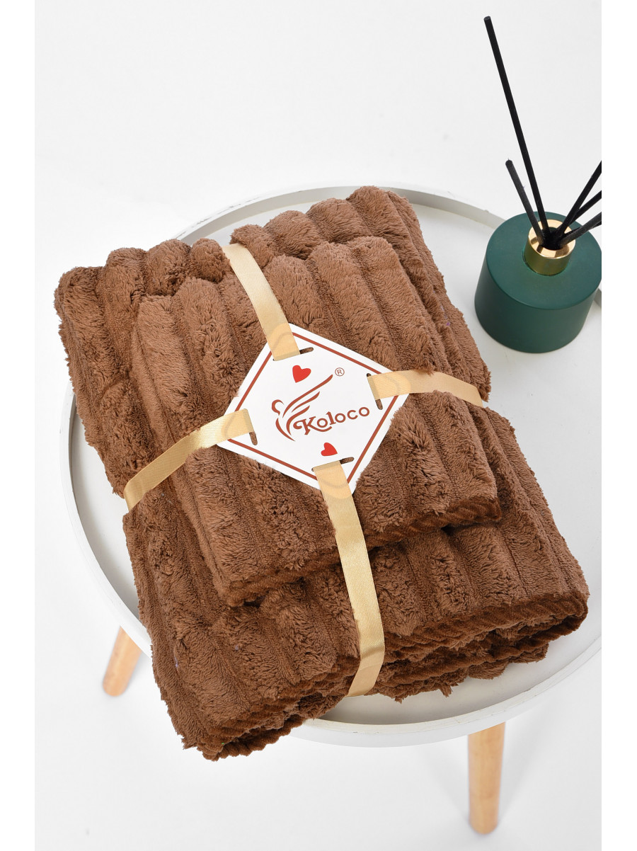 Набор однотонных полотенец из микрофибры банное+для лица темно-коричневого цвета 98-754 196581C