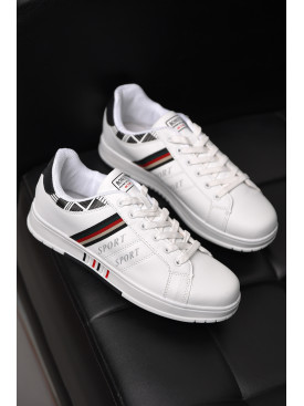 Кросівки чоловічі білого кольору на шнурівці 8938а-4 197143C