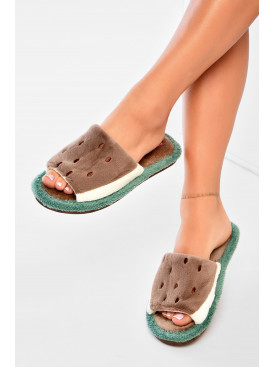 Капці домашні жіночі коричневого кольору 1064 197154C Капці домашні жіночі коричневого кольору 1064 197154C