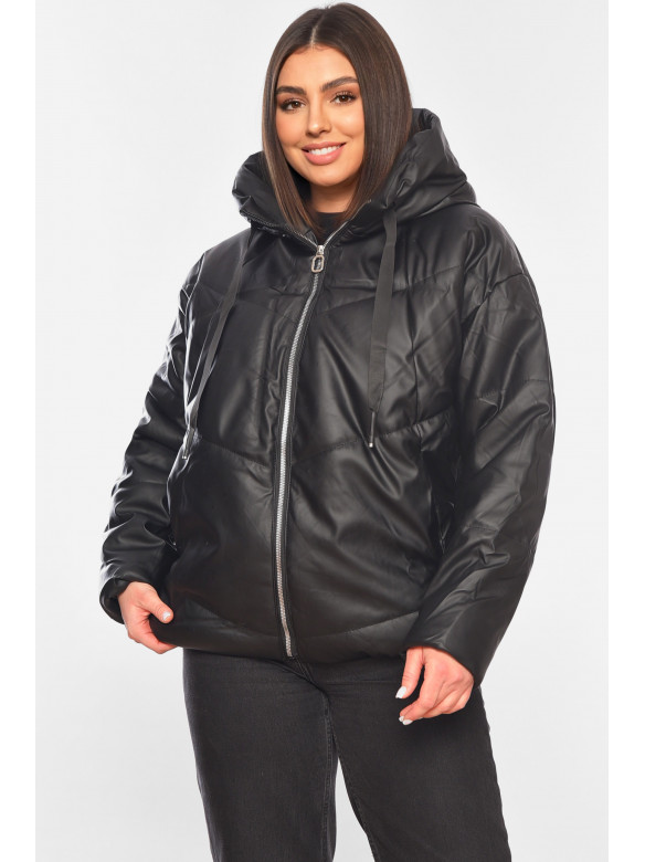 Куртка жіноча демісезонна еко шкіра чорного кольору 207-1 197811C