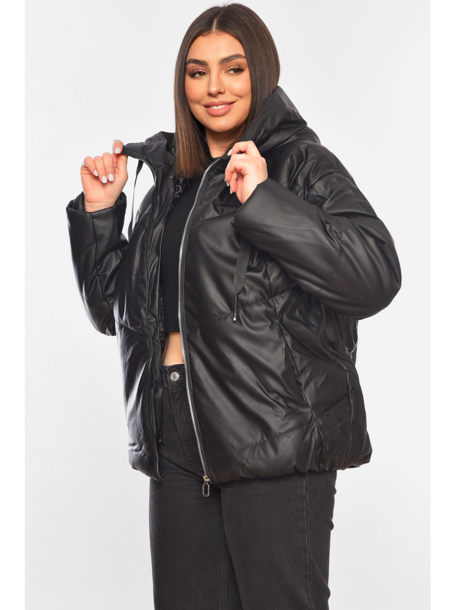 Куртка жіноча демісезонна еко шкіра чорного кольору 207-1 197811C