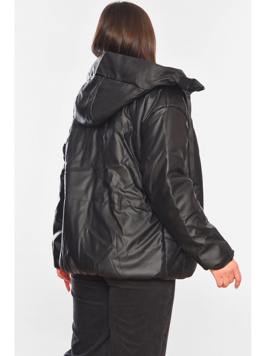 Куртка жіноча демісезонна еко шкіра чорного кольору 207-1 197811C