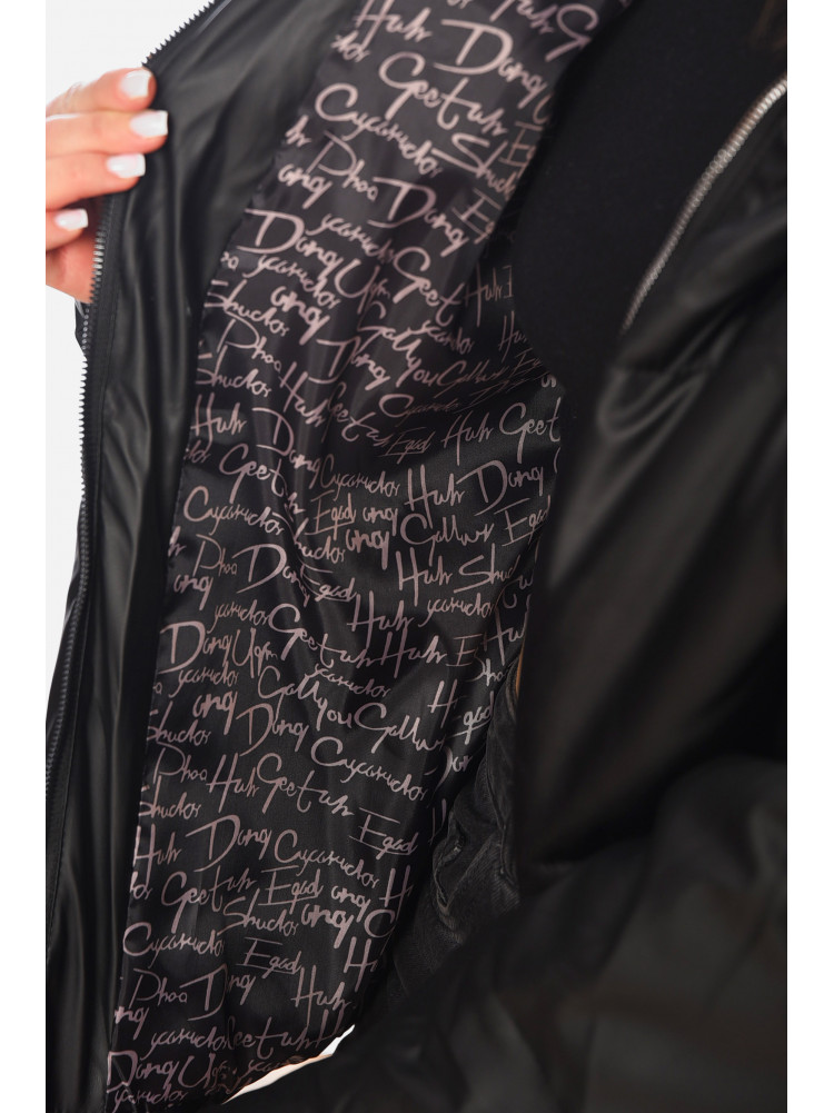 Куртка жіноча демісезонна еко шкіра чорного кольору 207-1 197811C