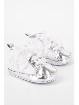 Пинетки детские для девочки серебряного цвета 198328C Пинетки детские для девочки серебряного цвета 198328C