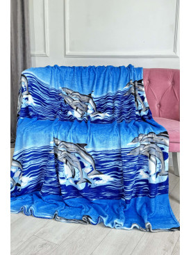 Плед блакитного кольору з принтом розмір 150*200 198626C