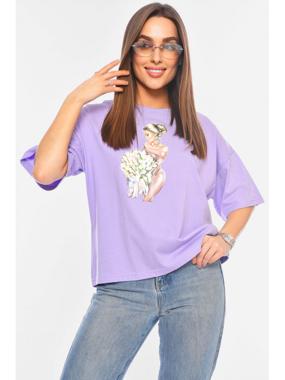 Футболка женская с принтом сиреневого цвета 1032 198826C