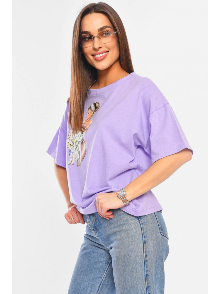 Футболка женская с принтом сиреневого цвета 1032 198826C