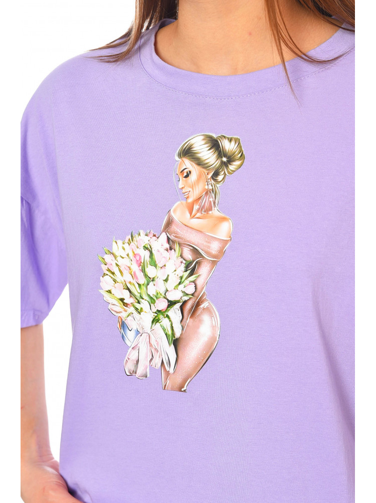 Футболка женская с принтом сиреневого цвета 1032 198826C