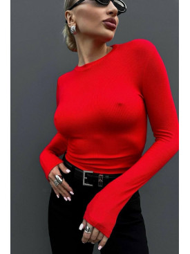 Лонгслів жіночий червоного  кольору 1295 199525C