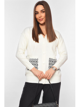 Кардиган женский белого цвета с принтом 7023 199685C