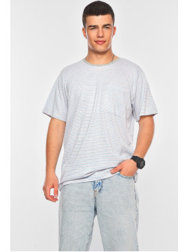 Футболка чоловіча батальна сірого кольору в смужку А-422 200192C Футболка чоловіча батальна сірого кольору в смужку А-422 200192C