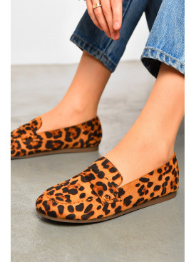 Балетки женские коричневого цвета в леопардовый принт 919-1 200256C