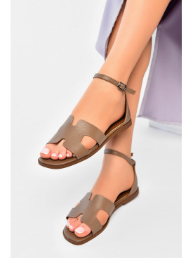 Босоніжки жіночі темно-бежевого кольору 1920-12 200266C Босоніжки жіночі темно-бежевого кольору 1920-12 200266C