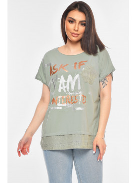 Футболка жіноча напівбатальна м'ятного кольору W280 200332C Футболка жіноча напівбатальна м'ятного кольору W280 200332C