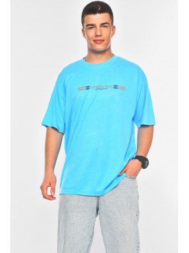 Футболка чоловіча батальна блакитного кольору 5F-573-34 200477C
