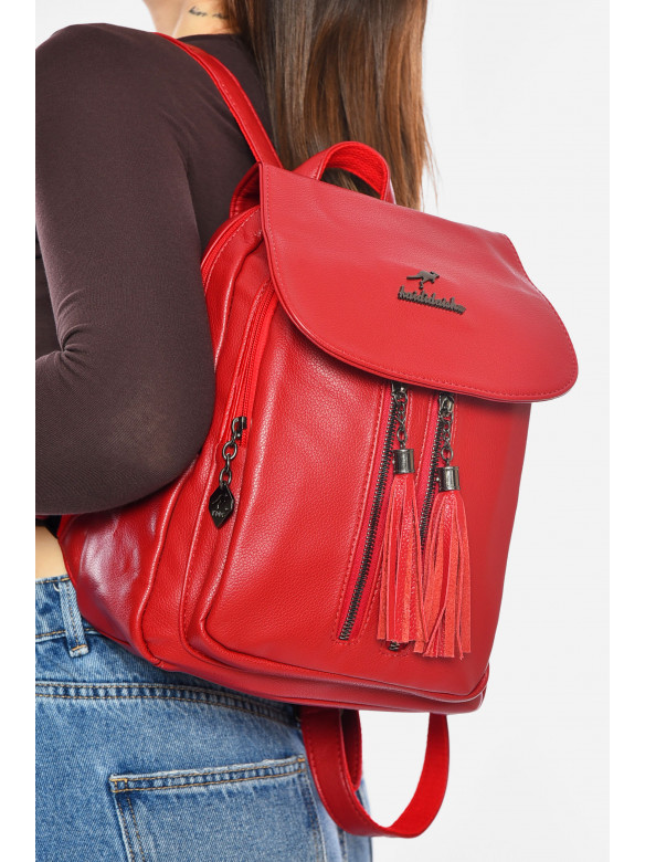 Рюкзак женский из экокожи красного цвета 9680 200526C