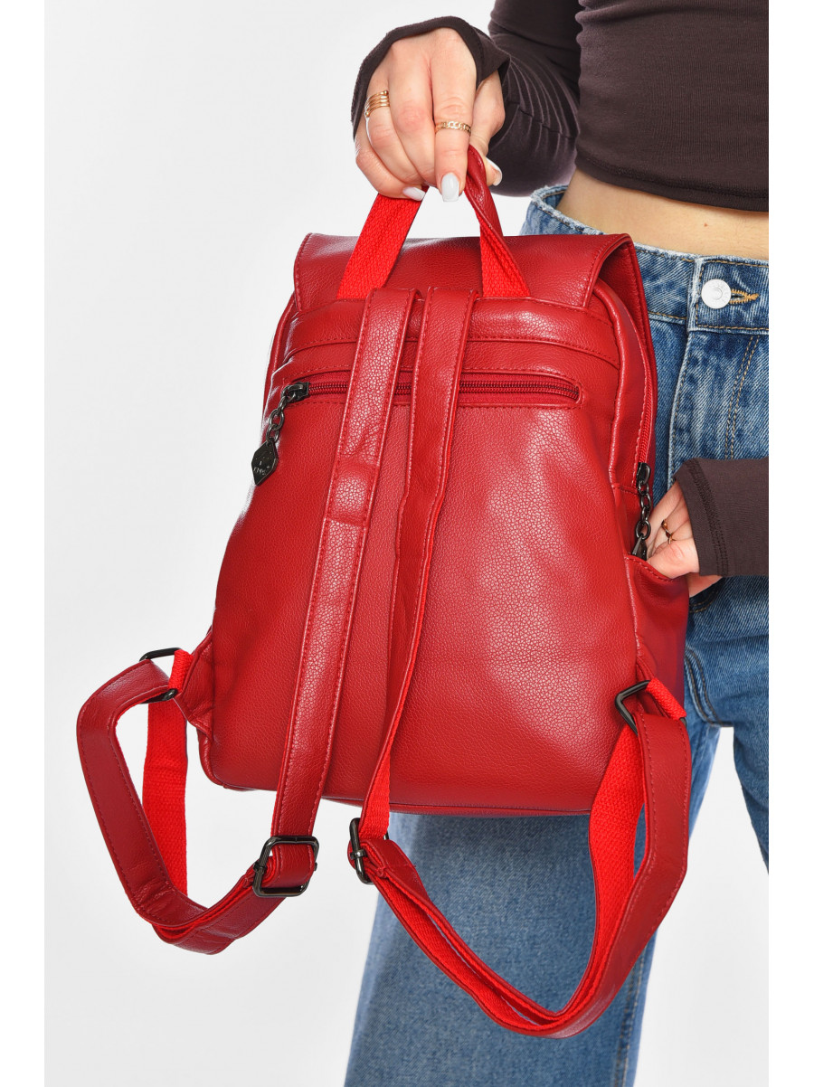 Рюкзак женский из экокожи красного цвета 9680 200526C