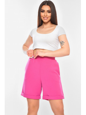 Шорты женские полубатальные однотонные розового цвета 200967C