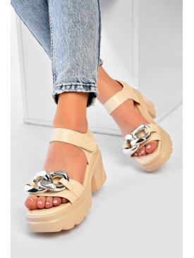 Босоножки женские бежевого цвета а-5-7 200999C