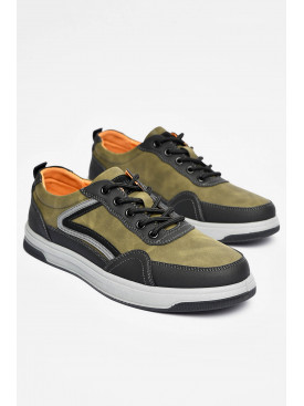 Кросівки чоловічі кольору хакі на шнурівці 923-7 201175C