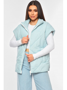 Жилетка жіноча однотонна світло-блакитного кольору JT05 201257C Жилетка жіноча однотонна світло-блакитного кольору JT05 201257C