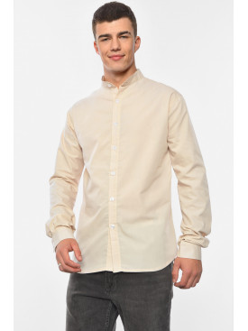 Рубашка мужская однотонная бежевого цвета Уценка 201306C Рубашка мужская однотонная бежевого цвета Уценка 201306C