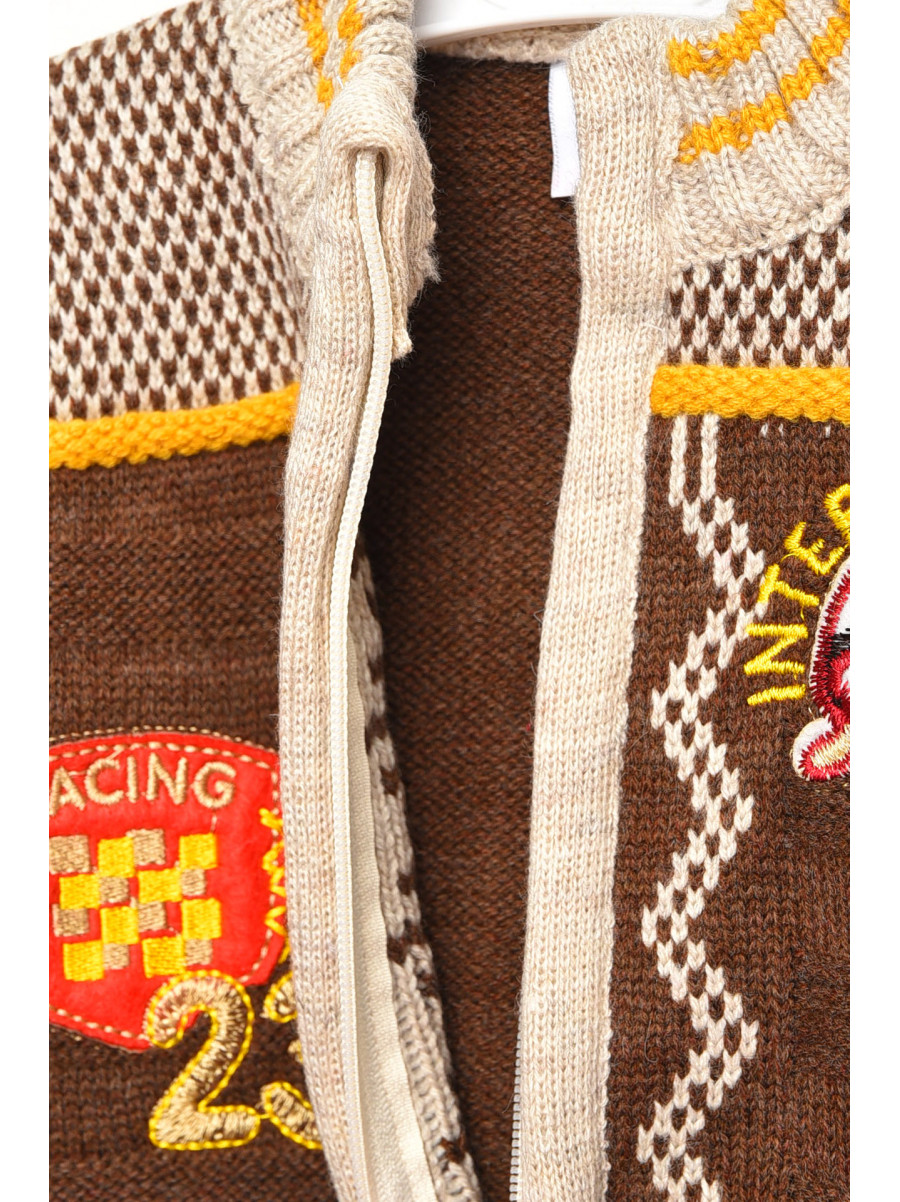 Кофта детская для мальчика коричневого цвета с принтом 181 201743C