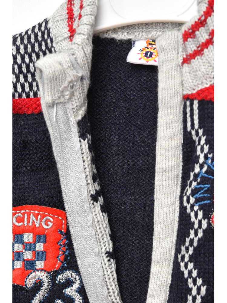 Кофта детская для мальчика тёмно-синего цвета с принтом 181 201745C