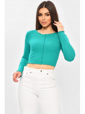 Кофта жіноча однотонна в рубчик зеленого кольору 2604 201966C
