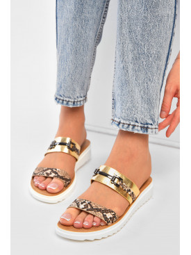 Шльопанці жіночі золотистого кольору 361-3 202053C