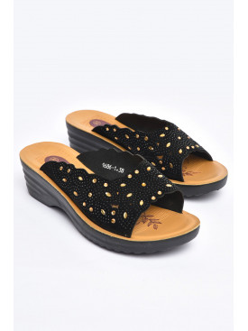Шлепанцы женские черного цвета 9686-1 202144C