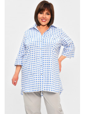 Рубашка женская батальная голубого цвета 8168 202186C Рубашка женская батальная голубого цвета 8168 202186C