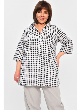 Рубашка женская батальная черного цвета 8168 202187C Рубашка женская батальная черного цвета 8168 202187C