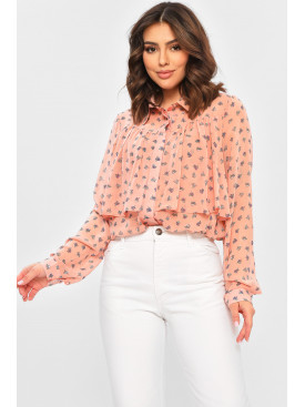 Блуза женская розового цвета с принтом 7155 202465C